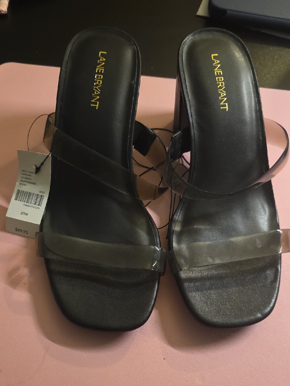 Lane Bryant Black Sandal with Clear Straps